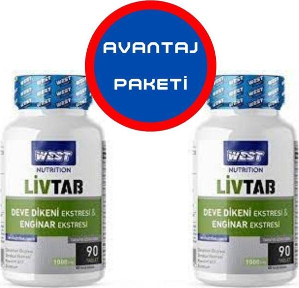 West Nutrition Livtab Milk Thistle Ve Enginar Ekstresi 2 X 90 Tablet -Avantaj Paketi -Karaciğer - Image 1