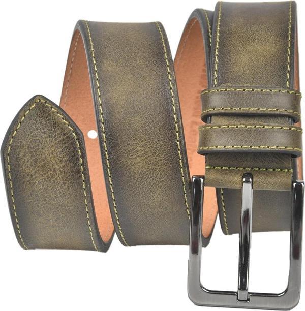 DeepSEA Erkek Yeşil Orjinal Deri Kemer 4 cm Eninde Özel Yapım Hakiki Deri Spor Kemer 2502650 - Image 1