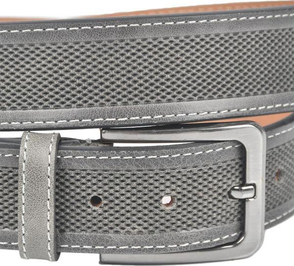 DeepSEA Erkek Gri Orjinal Deri Kemer 4 cm Özel Yapım Motifli Hakiki Deri Spor Kemer 2502651 - Image 1