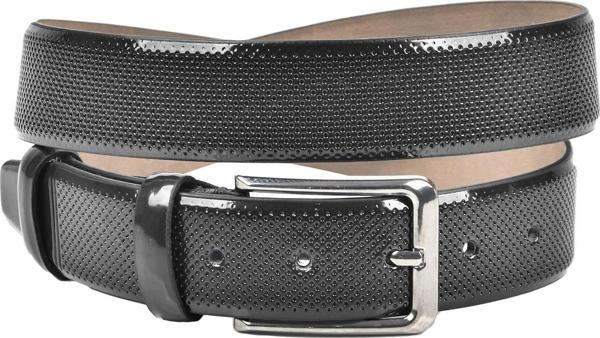 DeepSEA Erkek Siyah Klasik Parlak Suni Deri Kemer 3,5 cm Lazer İşlemeli Suni Deri Kemer 2502653 - Image 1