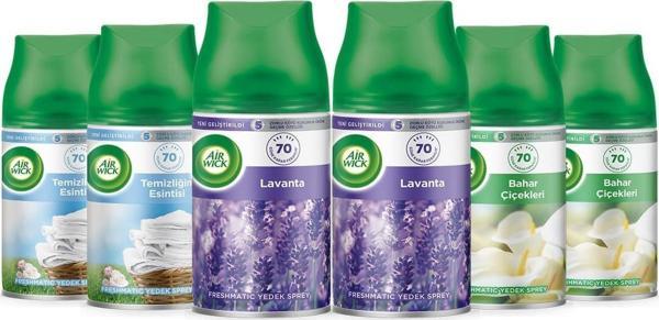 Airwick 250Ml 6Lı - Bahar Çiçekleri Esinti Oda Kokusu Sprey Makina Yedek Spreyi - Image 1