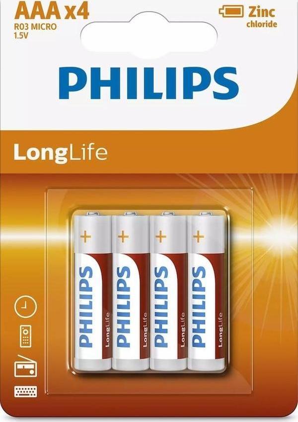 Philips Longlife İnce Kalem Pil AAA 4 Lü - Image 1