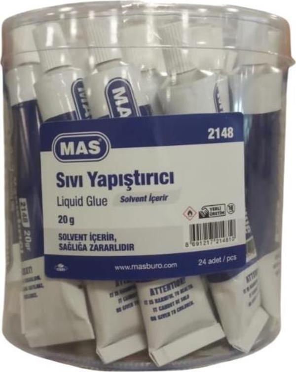 Mas Sıvı Yapıştırıcı Tüpte 20 Gram Solventli 2148 (24 Lü Paket) - Image 1