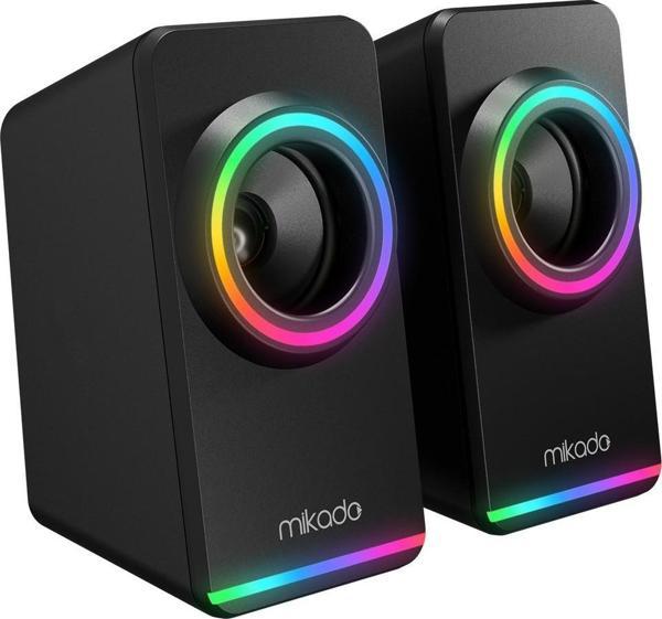Mikado Md-182 2.0 3W-2 Siyah Rgb Aydınlatmalı Usb + 3.5Mm Usb 5V Speaker Hoparlör - Image 1