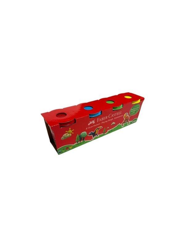 Faber-Castell Oyun Hamuru 4X100Gram Klasik Renk Kırmızı,Sarı,Mavi,Yeşil - Image 1