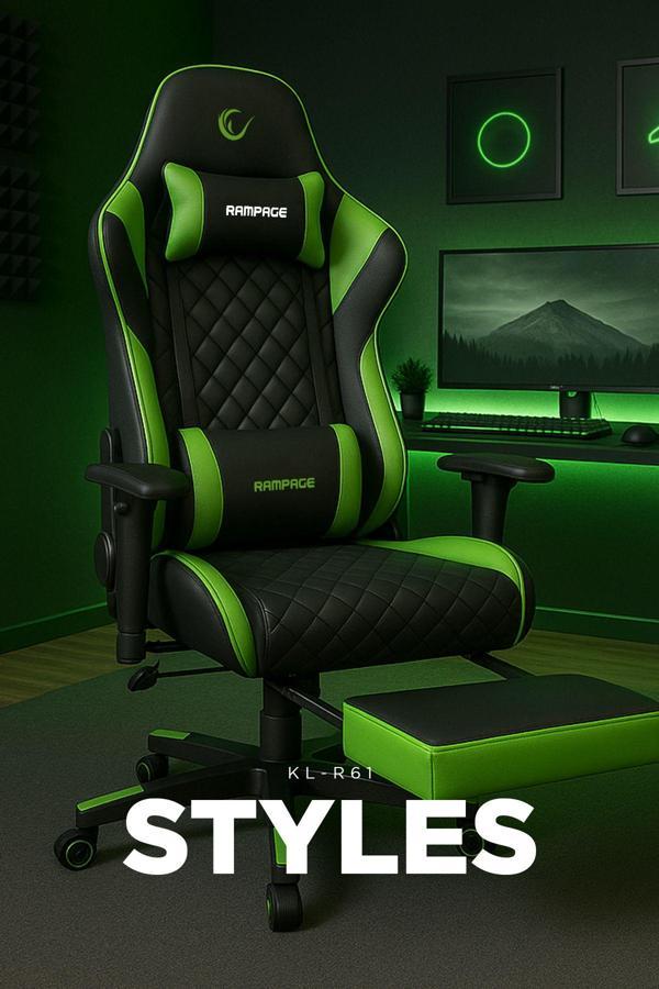Rampage Kl-R61 Styles Yeşil/Siyah Gaming Oyuncu Koltuğu - Image 1