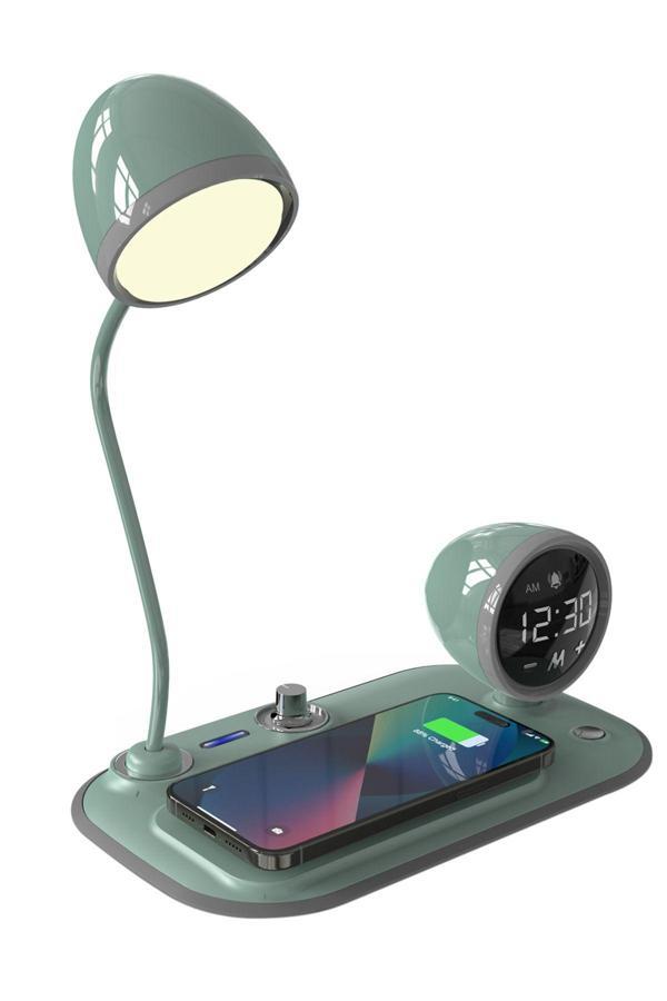 S-Lİnk Telefon Uyumlu Hİzlİ Şarj 15W Ayarlanabilir Led İşİklİ Lcd Ekran Double Alarmlİ Masa Lambasİ Sl-Cw21 - Image 1