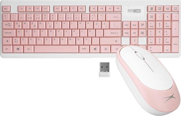 Altec Lansing Pembe/Beyaz 2.4Ghz 1200Dpı Mouse Türkçe Q Kablosuz Klavye Mouse Set (Pil Hediyeli) - Image 1