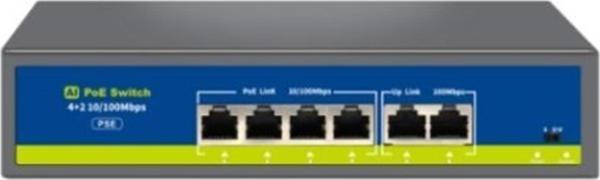 Nova Nvc-Hif0420Fbl-C 4 Port Poe+ 10-100 Mbps 2 Port 10-100 Mbps Uplink Switch 65W - Image 1