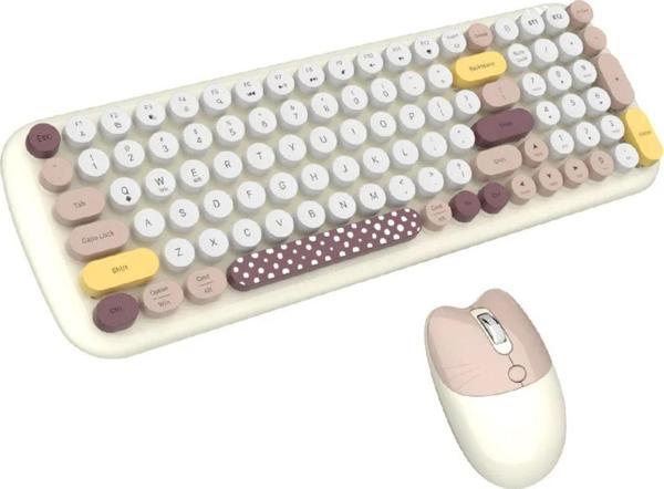 Geezer Kablosuz Klavye Ve Mouse Set 100 Tuşlu Retro Ve Şİk Daktilo Renkli Tuş Tarzİ İngilizce Q Klayve - Image 1