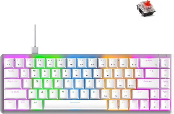 Rampage Rebel Beyaz Low Profile Red Switch Us Layout Rainbow Mekanik Gaming Oyuncu Klavye - Image 1