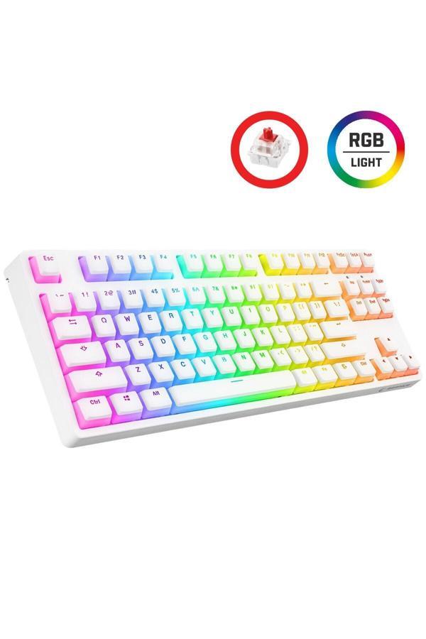 Rampage Ghost Oyuncu Klavye Rgb Red Switch Beyaz Puding Tuşlu Haylou - Image 1