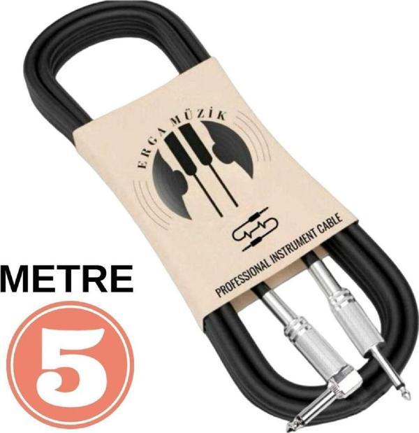 Gitar Jack Kablosu 5M - DÜZ/L Elektro Akustik Bas Bağlama Keman Amfi & Mixer Uyumlu Jak kablo - Image 1