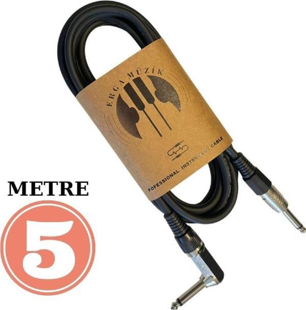 Gitar Jack Kablosu 5M Düz-L Elektro Akustik Bas Bağlama Keman Kemençe Amfi&Mixer Uyumlu Jack Kablosu - Image 1