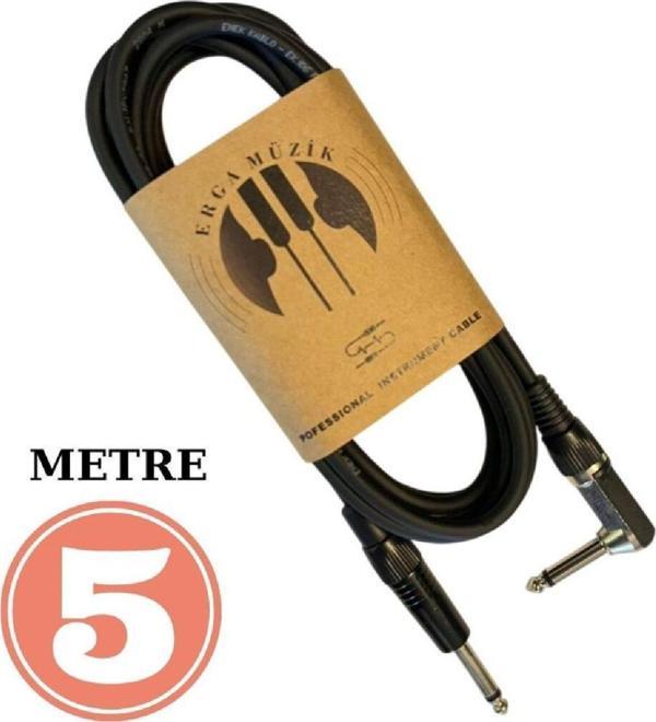 Gitar Jack Kablosu 5M Düz-L Elektro Akustik Bas Bağlama Keman Kemençe Amfi&Mixer Uyumlu Jak Jack Kablosu - Image 1
