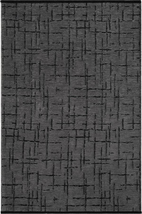 Gaia Antrasit Halı Yıkanabilir Kaymaz Taban Şönil Kilim Dokuma Pamuk Taban Kilim 10123 - Image 1
