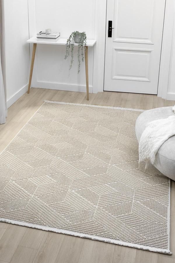 Fizy Beyaz Bej Halı Loop Sisal Halı Modern Dokuma Oturma Odası Salon Halısı 11290B - Image 1
