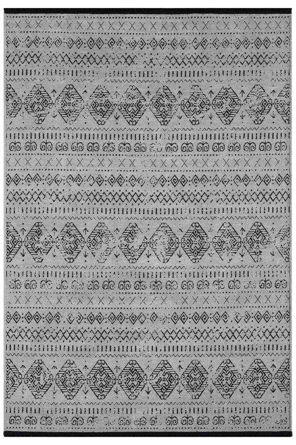 Gaia Gri Halı Yıkanabilir Kaymaz Taban Şönil Kilim Dokuma Pamuk Taban Kilim 10338 - Image 1
