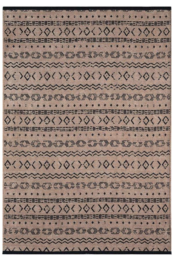 Gaia Bej Halı Yıkanabilir Kaymaz Taban Şönil Kilim Dokuma Pamuk Taban Kilim 10351 - Image 1