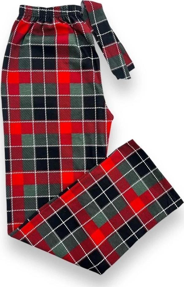 Ekose Desenli Beli Lastikli Unisex Pijama Altı - Image 1