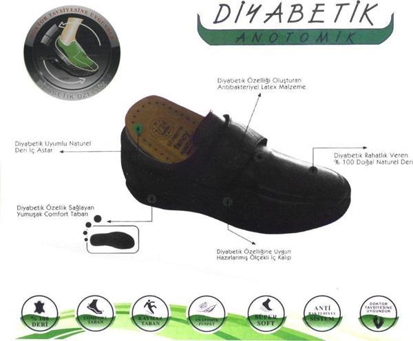 İzderi Deri Diyabetik Anatomik Büyük Numara Erkek Ayakkabı - Image 1