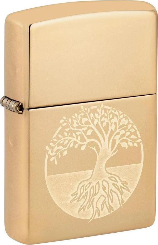 Zippo Tree Of Life High Polish Brass Dizayn Çakmak - Image 1