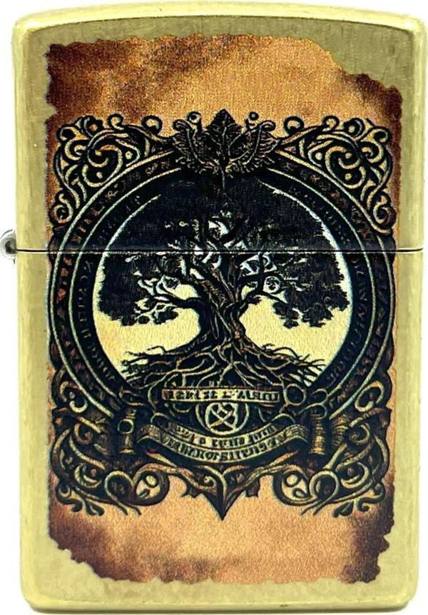 Zippo Tree Of Life Antique Brass Dizayn Çakmak - Image 1