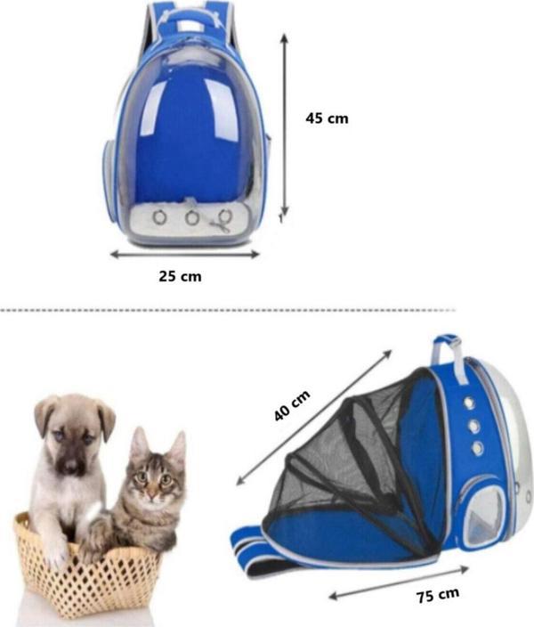 Ksburda Fileli Açılabilir Şeffaf Astronot Kedi Köpek Evcil Hayvan Taşıma Çantası Mavi - Image 1