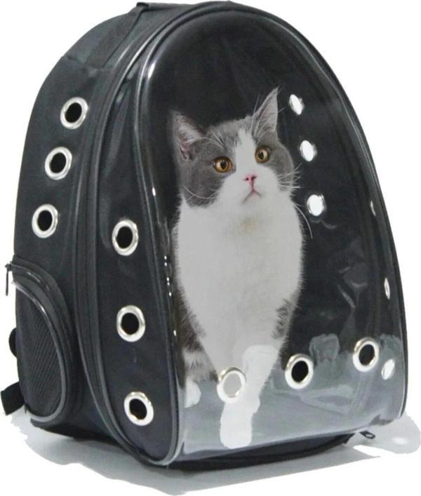 Ksburda Kedi Köpek Taşıma Çantası, Sıvı Geçirmez, Xray Şeffaf Pvc Ön Panel, 14 Hava Kanallı, 2 File Cepli - Image 1