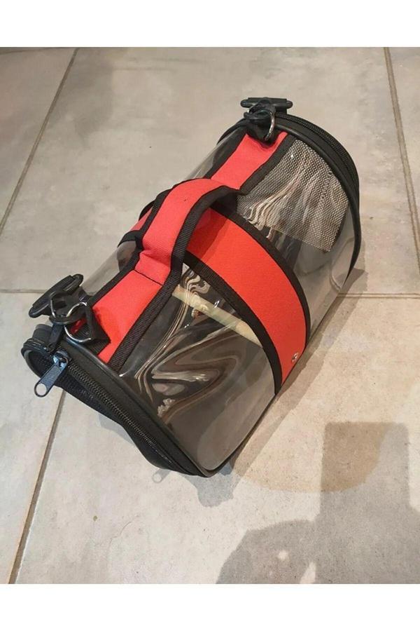 Ksburda Kuş Taşıma Çantası Tünekli Orta Boy- 30X22X20Cm - Kırmızı - Image 1