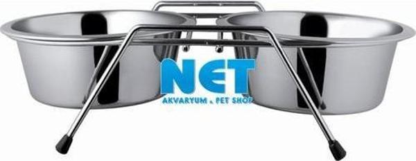 DDWF2BCP 1PT Ayaklı İkili Krom Mama Kabı 13,5 cm    - Image 1