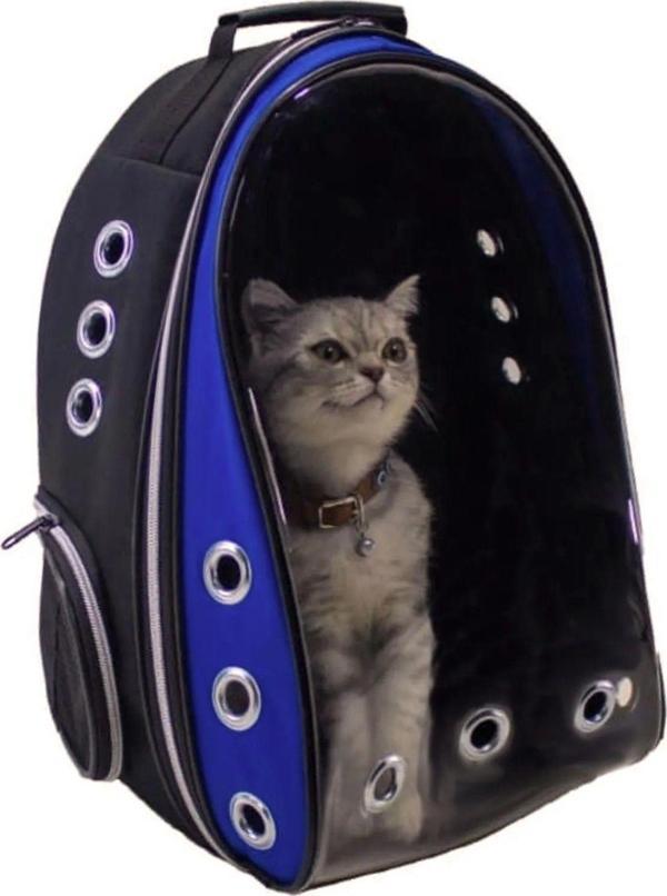 Ksburda Şeffaf Hava Kanallı Kırılmaz Cam Kedi Köpek Taşıma Seyahat Çanta 42*22*33 Cm - Image 1