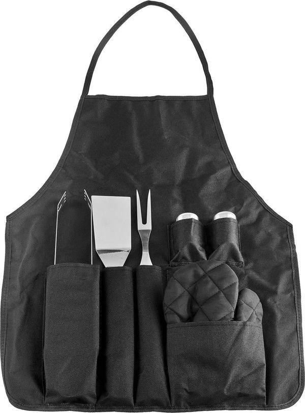 Önlüklü 7 Parça Ahşap Saplı Barbekü/Mangal Seti - Image 1