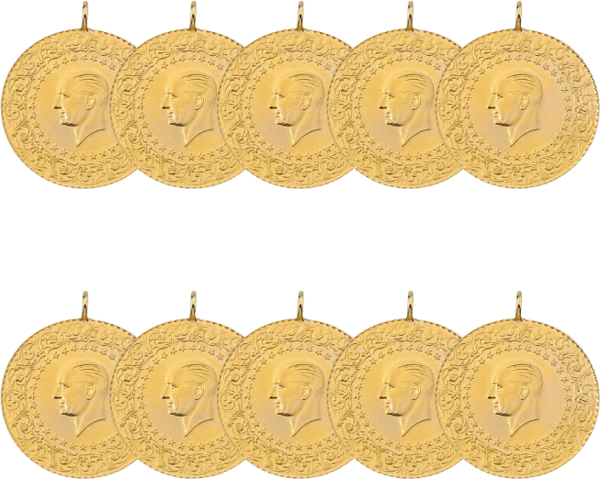 10 Adet Eski Tarihli Yarım Altın - Image 1