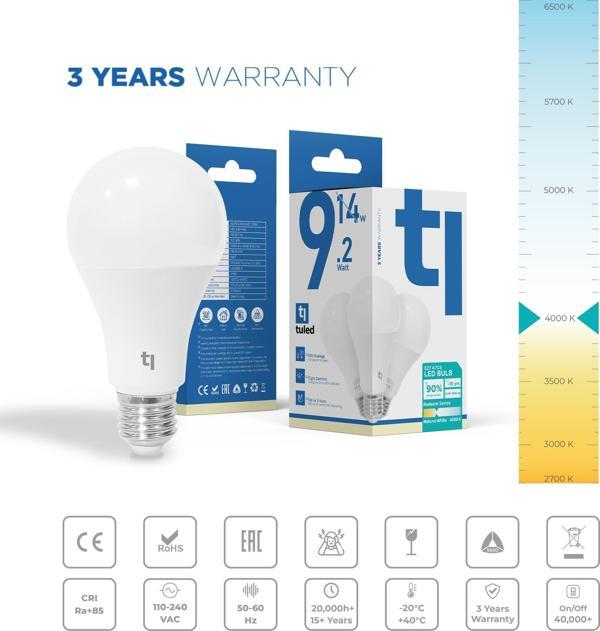 Tuled Redeem A70S E27 LED Ampul, Titreşimsiz, Göz Konforu, Tekli, Doğal Beyaz, 4000 Kelvin - Image 1