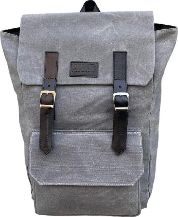 Sırt Çantası Kanvas Okul-Seyahat-Kamp Cargo Unisex Su Geçirmez Mumlanmış Kanvas Gri - Image 1