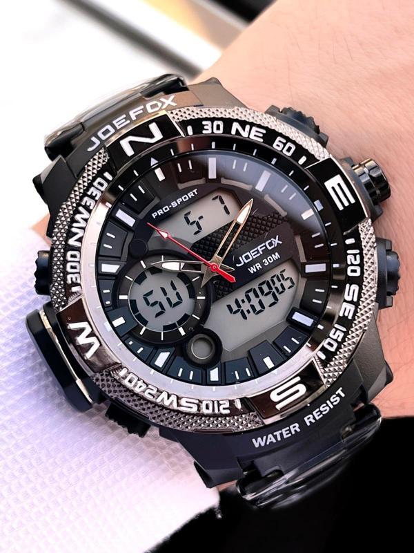 Joefox Çelik Kordon Dijital Ve Analog 2 Yıl Garantili 3 Atm Suya Dayanıklı Erkek Kol Saati JOE2.LC05 - Image 1