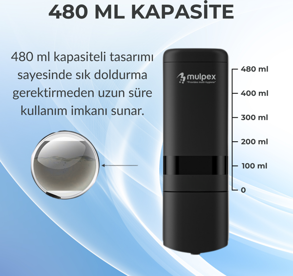 Mulpex 480 ml Siyah Duvara Monte Sıvı Sabun Dispenseri | Premium Kalite ABS Gövde, Anahtarlı, Şık ve Güvenli - Image 1