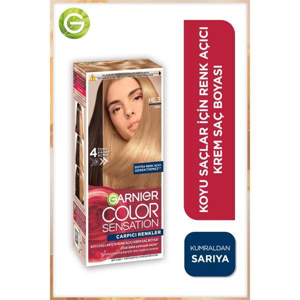 Garnier Çarpıcı Renkler HL3 Koyu Saçlar için Sarı Saç Açıcı Krem Saç Boyası - Image 1