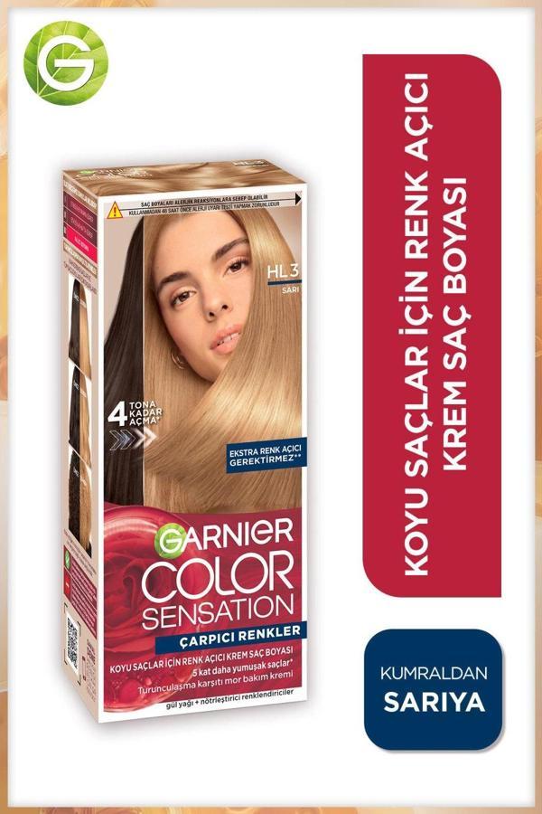 Garnier Çarpıcı Renkler HL3 Koyu Saçlar için Sarı Saç Açıcı Krem Saç Boyası - Image 1
