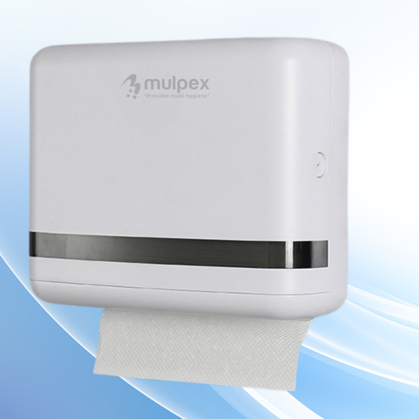 Mulpex Beyaz Duvara Monte Z Katlamalı Kağıt Havlu Dispenseri | Premium ABS Gövde, Anahtarlı Kilit, Vidalı & Yapışkan Montaj - Image 1