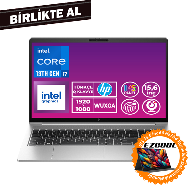 HP ProBook 450 G10 i7-1355U 24GB 1TB SSD 15.6" FHD Freedos + 15.6" Touch Monitör 969H2ET 043 - Image 1