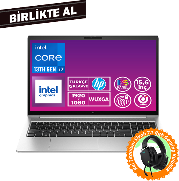 HP ProBook 450 G10 i7-1355U 32GB 1TB SSD 15.6" FHD W11P + Gaming Kulaklık 969H2ET 058 - Image 1