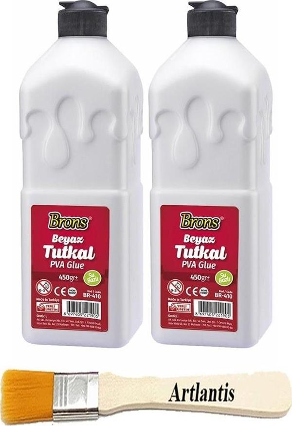 Beyaz Tutkal 450 gr 2 Adet ve Fırça Brons Beyaz Mobilya Yapıştırıcısı Tutkalı 450 gr Ahşap Tutkalı Su Bazlı Çok Amaçlı - Image 1