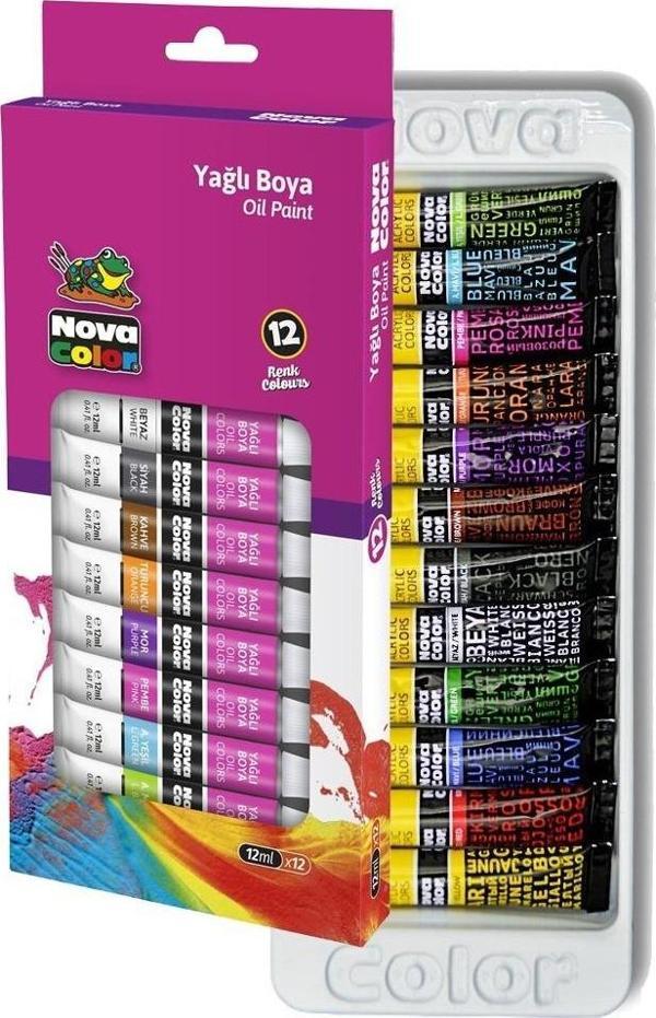 Yağlı Boya Seti 12 Renk 12 Ml 1 Paket Nova Color Yağlıboya 12 li Seti Tüpte Canlı Renkler - Image 1