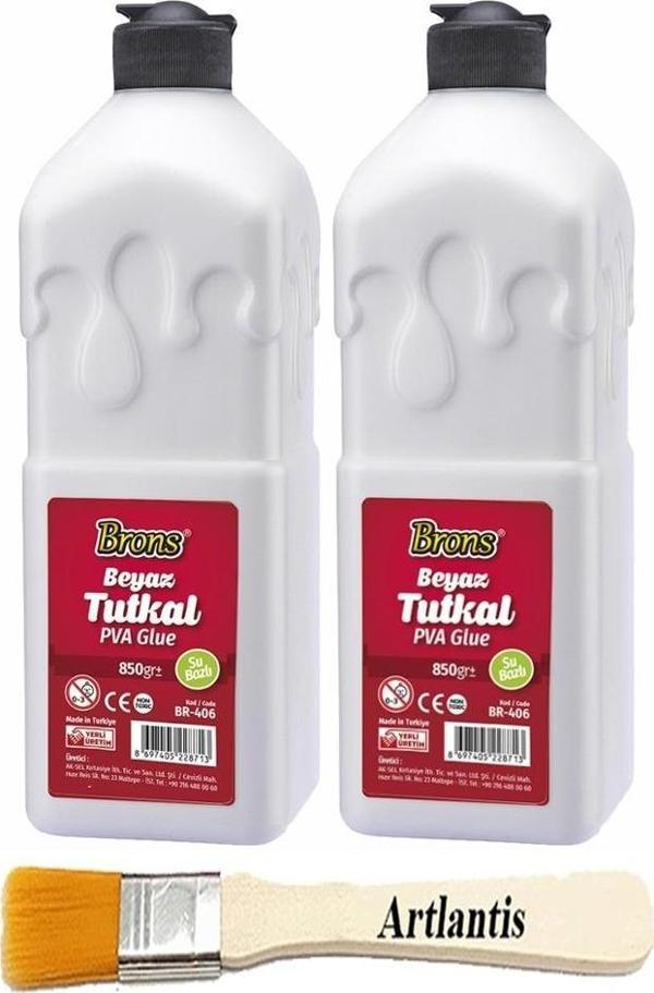 Beyaz Tutkal 850 gr 2 Adet ve Fırça Brons Beyaz Mobilya Yapıştırıcısı Tutkalı 850 gr Ahşap Tutkalı Su Bazlı Çok Amaçlı - Image 1