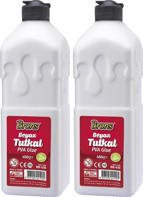Beyaz Tutkal 450 gr 2 Adet Brons Beyaz Mobilya Yapıştırıcısı Tutkalı 450 gr Ahşap Tutkalı Su Bazlı Çok Amaçlı Beyaz - Image 1