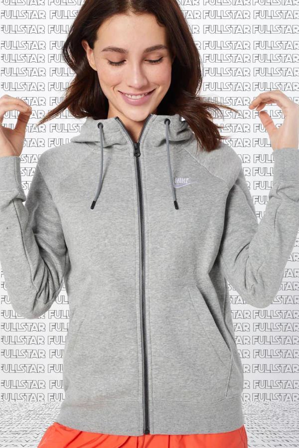 Nike Sportswear Full Zip Gray Hoodie Fermuarlı Kapüşonlu Sweatshirt Gri - Image 1