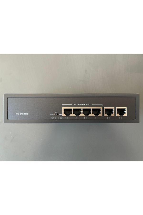 İsee Iss-4006P 4 Port Poe+ 10-100 Mbps 2 Port 10-100 Uplink Switch - Image 1