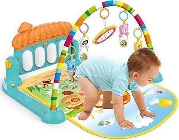 TOMMYBABY Adil Oyuncak Oyun Halısı Sevimli Piyanolu Sesli Işıklı Aynalı Oyun Halısı Bebek Yenidoğan 60 X 75 - Image 1